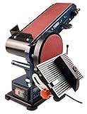 FERM Levigatrice da Banco Combinata 350W - 150mm. Include 2 Nastri Abrasivi (G80 e G120) e 2 Dischi...