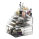 Readaeer Porta Trucchi Organizer, Scatola Portaoggetti a 3 Piani Liberamente Impilabili,...