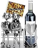 Brubaker Portabottiglie Amanti sulla Panchina - Portabottiglie da Vino Argento - Portabottiglie in...