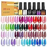 LEVIPE 45Pz Smalto Semipermanente Unghie, con Base Coat e Glossy & Matt Top Coat, Diamanti &...