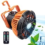 Qoosea Ventilatore da Campeggio con Lanterna LED Ventilatore da Campeggio Ricaricabile per Tenda...