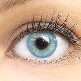 GLAMLENS Lenti a contatto colorate Jasmin Blue - azzurre - mensili - con porta lenti a contatto -blu...