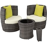 TecTake 800690 Set di Mobili da Giardino o Balkone Poli Rattan e Alluminio, Riponibile in Ovale...
