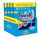 Finish All in 1 Max Pastiglie Lavastoviglie al Limone, 280 Capsule, 4 Confezioni da 70, Pulizia...