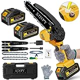 Mini Motosega a Batteria per Potatura con 2 Batterie e Caricatore Rapido, 6 Pollici Sega Con...